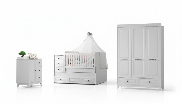 Modern children's bed complete youth room luxury children's room set 3-piece white