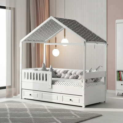 Children's Bed Wooden Bed Multifunctional Bed Extendable Bed 200 Wood White New