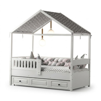 Children's Bed Wooden Bed Multifunctional Bed Extendable Bed 200 Wood White New