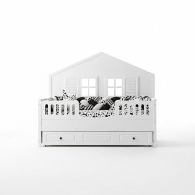 Children's bed wooden bed multifunction bed Extendable white wood bed 90 x 200