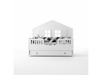 Children's bed wooden bed multifunction bed Extendable white wood bed 90 x 200