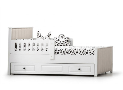 Children's Wooden Bed, Functional Pull-Out Bed 200 Wood White
