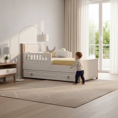 Bed frame children's bed 200 cm bed children's room bed frame white wood