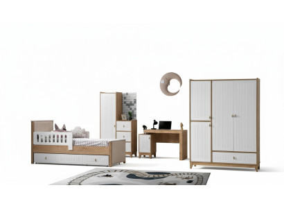 Complete children's room set bed 2x wardrobe table bright 4-piece new