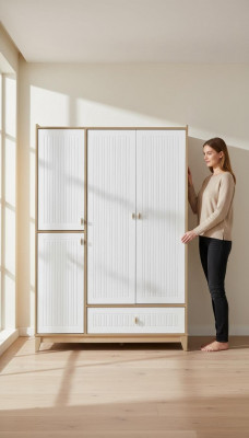 Stylish wardrobe white wooden closet design children's room furniture
