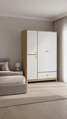 Stylish wardrobe white wooden closet design children's room furniture