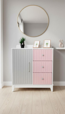 Dresser in Children's Room Modern Elegant Dresser Wood Multicolored Furniture