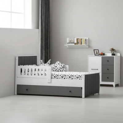 Children's bed, bed, children's room, children's room furniture, bed frame, white wood