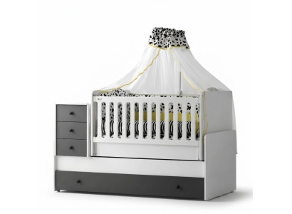 Modern children's bed wooden bed functional bed extendable bed 200 wood white