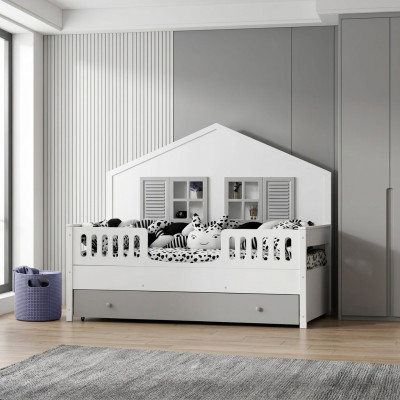 Modern children's bed, gray color, luxurious design furniture for the little ones