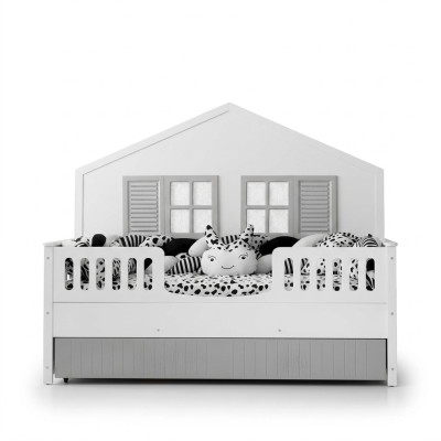 Modern children's bed, gray color, luxurious design furniture for the little ones