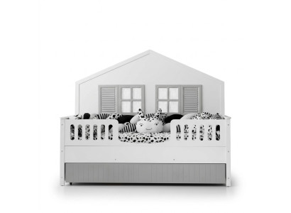 Modern children's bed, gray color, luxurious design furniture for the little ones