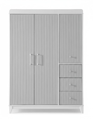 Modern children's room luxurious wardrobe in gray with plenty of storage space