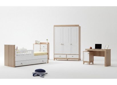 Luxury children's room set consists of bed, wardrobe, dresser, table, 4-piece.