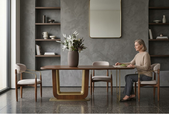 Modern dining room set perfect dining table and 4x chairs brown color 5-piece.