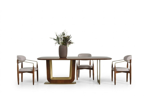 Modern dining room set perfect dining table and 4x chairs brown color 5-piece.