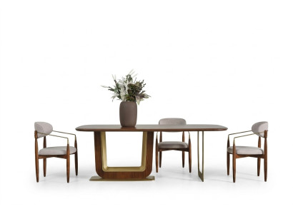 Modern dining room set perfect dining table and 4x chairs brown color 5-piece.