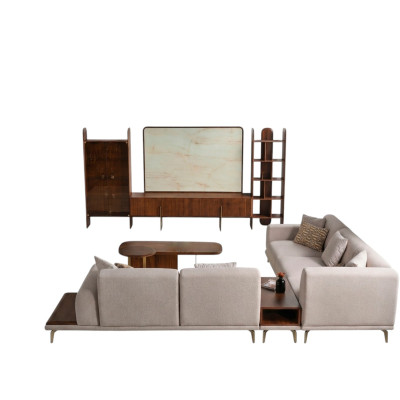 6-piece living room set by Braun: Wall unit + coffee table and side table, new