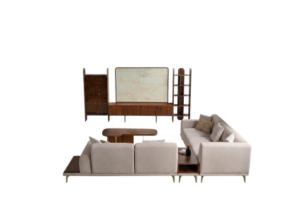 6-piece living room set by Braun: Wall unit + coffee table and side table, new