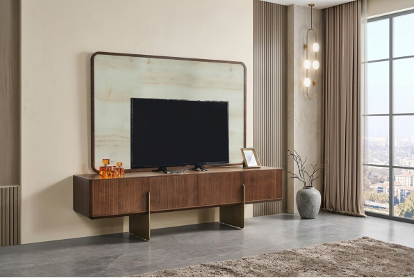Luxurious living room set consists of TV lowboard and TV frame, 2-piece, new.