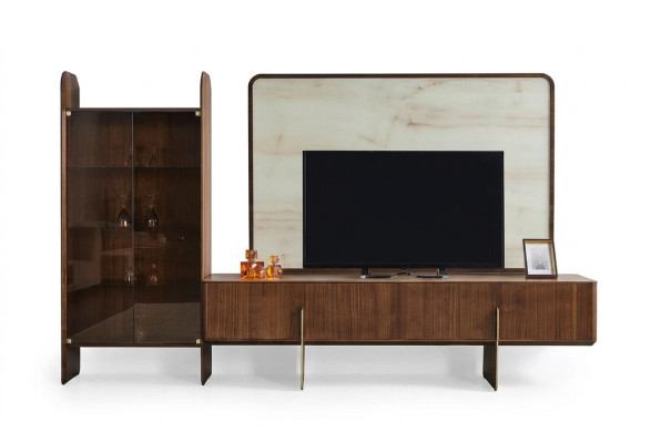 Living room set consists of display cabinet, TV lowboard, and TV frame 3-piece new.