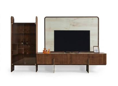 Living room set consists of display cabinet, TV lowboard, and TV frame 3-piece new.