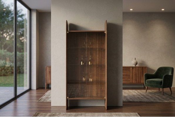 Display luxury cabinet wood style brown glass new cabinets glass cabinet