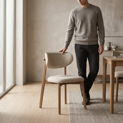 Chic comfortable dining chair in beige made from quality wood Exclusive