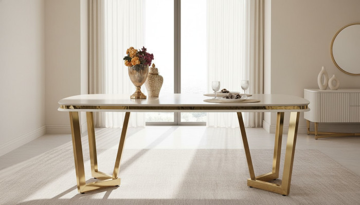 Dining table, dining room, wood, dining tables, style, modern, beige, design, stainless steel