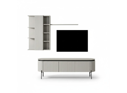 Perfect living room set consists of TV lowboard and 2-piece wall cabinet.