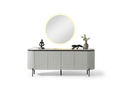Stylish dining room set consisting of a sideboard and mirror, white color, 2 pieces.