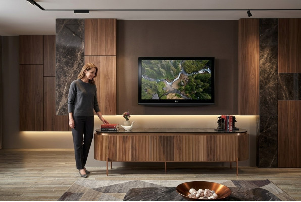Elegant TV Lowboard Brown Color Luxurious Furniture for Living Room Novelty