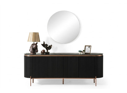 2-piece dining room set consists of luxurious black sideboard and mirror