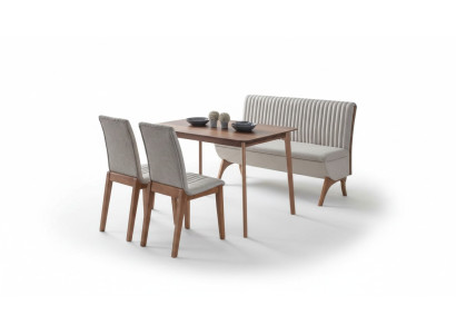 Modern White Dining Room Set Designer Dining Table 2x Chairs Bench 4-piece Set