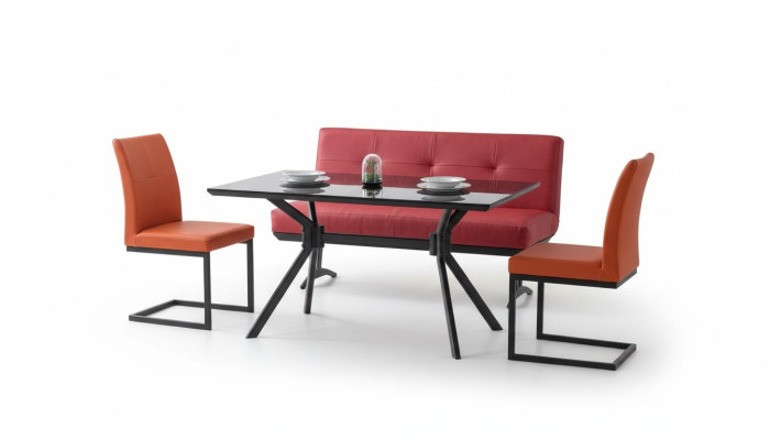 Modern dining room furniture black dining table faux leather chairs luxury bench