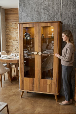 Robust wooden display cabinet designer 2-door glass showcase glass cabinet noble furniture