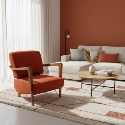 Modern Red Upholstered Armchair Living Room Single-Seater Designer Seating Furniture