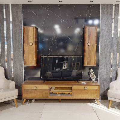 Stylish Light Brown TV Lowboard Designer RTV Living Room Sideboard