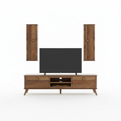 Stylish Light Brown TV Lowboard Designer RTV Living Room Sideboard