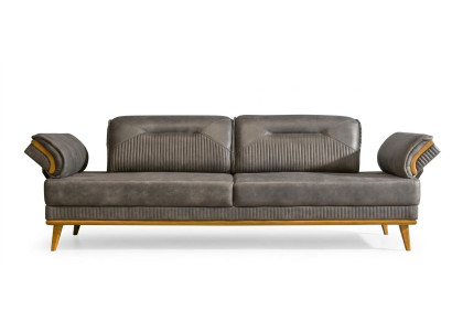 Gray Cushion 3-Seater Living Room Sofa Luxurious Textile Couch