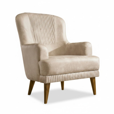 Beige single-seater designer armchair living room stylish upholstered chair