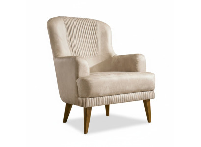 Beige single-seater designer armchair living room stylish upholstered chair