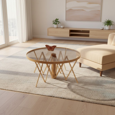 Exclusive Round Coffee Table Designer Wood Table Modern Glass Table New
