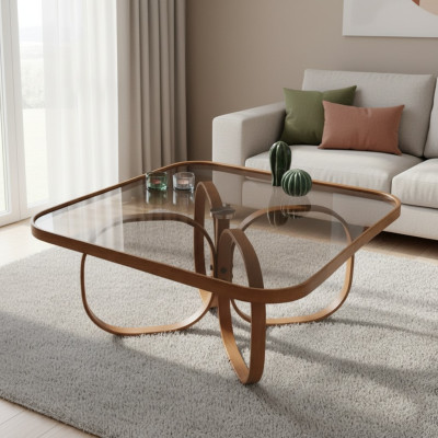 Exclusive glass table square living room coffee table wooden table new