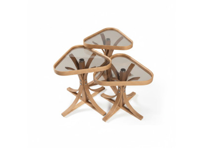 Exclusive triangular side tables designer 3x living room wooden tables