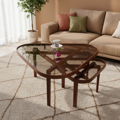 Robust Coffee Table Set Designer Triangular Sofa Tables Luxury Wood Furniture