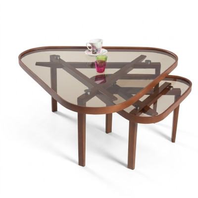 Robust Coffee Table Set Designer Triangular Sofa Tables Luxury Wood Furniture