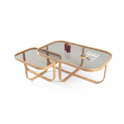 Rectangular coffee tables designer living room tables 2x side tables 2-piece set