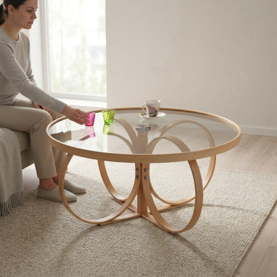 High-quality round coffee table designer round table living room wooden furniture