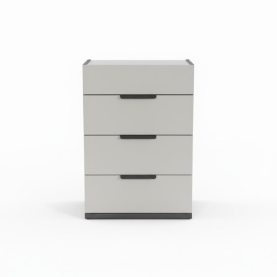 Gray-White Noble Dresser Bedroom Designer Wood 4-Drawer Furniture